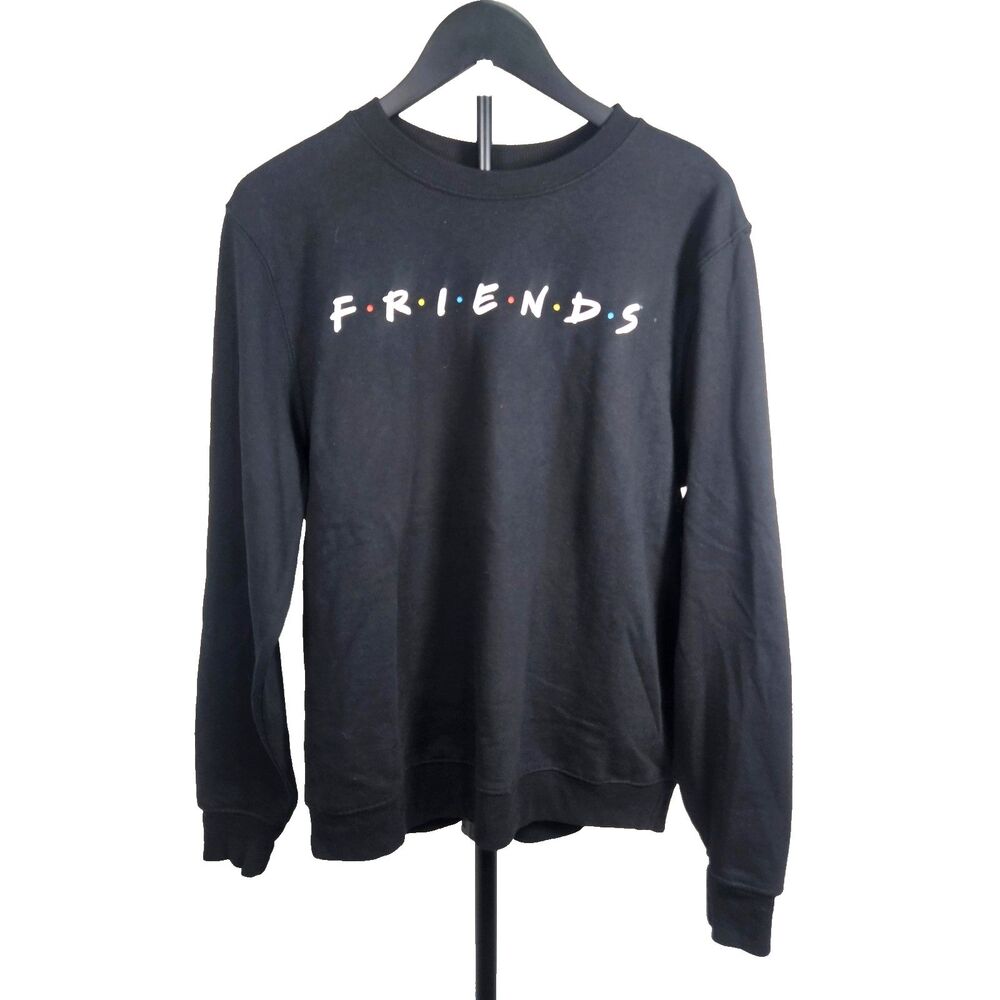 Friends TV Show Logo Sweatshirt Women Small Black Crewneck Pullover Warner Bros